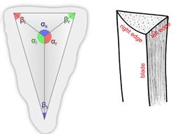 Fig. 2: The basic shape of the wedge and the stylus tip can be abstracted as a tetrahedron and a polyhedral cone respectively. Fig. 2: The basic shape of the wedge and the stylus tip can be abstracted as a tetrahedron and a polyhedral cone respectively.